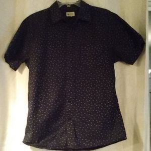 classy tribal flower design button up boy short shirt sleeve shirt 👌like new
